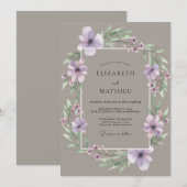 Invitation Mariage Fleur de Taupe Améthyste (Devant / Derrière)