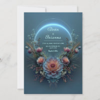 Mariage Fleur de Teal de Minuit au Halo Bleu Lumin