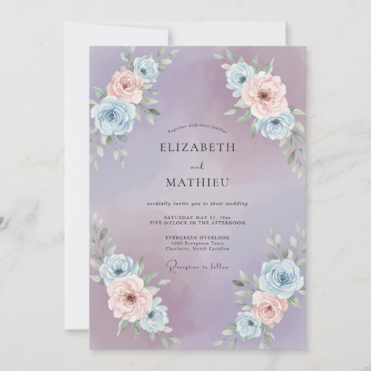 Invitation Mariage Fleur de Teint Améthyste (Devant)