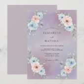 Invitation Mariage Fleur de Teint Améthyste (Devant / Derrière)