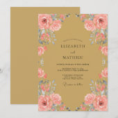 Invitation Mariage Fleur de Teint Ocre (Devant / Derrière)
