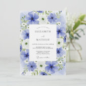 Invitation Mariage Fleur de Teinture Bleue (Debout devant)
