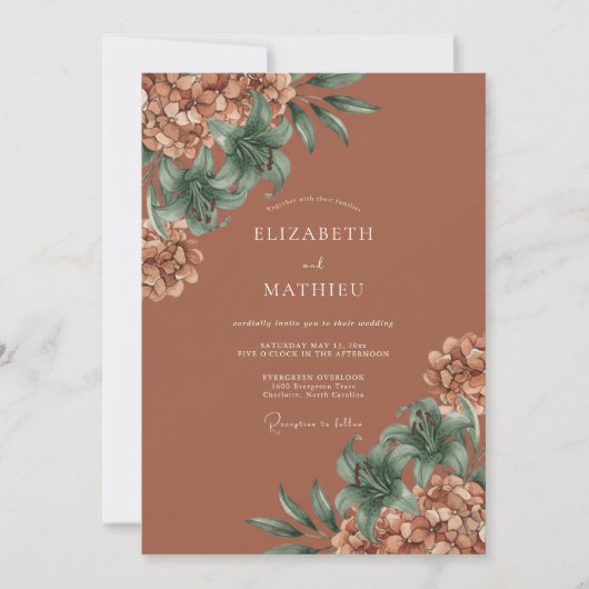 Invitation Mariage Fleur de Terracotta (Devant)