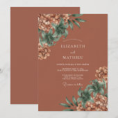 Invitation Mariage Fleur de Terracotta (Devant / Derrière)