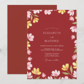Invitation Mariage Fleur de Terracotta à l'Encre (Devant / Derrière)