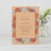 Invitation Mariage Fleur de Terracotta Acier (Debout devant)