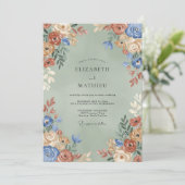 Invitation Mariage Fleur de Terracotta Bleuet (Debout devant)