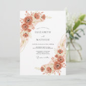 Invitation Mariage Fleur de Terracotta Chaude (Debout devant)