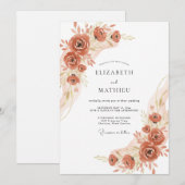 Invitation Mariage Fleur de Terracotta Chaude (Devant / Derrière)