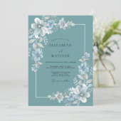Invitation Mariage Fleur de Thé Acier (Debout devant)