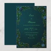 Invitation Mariage Fleur de Thé Gildé de Minuit (Devant / Derrière)