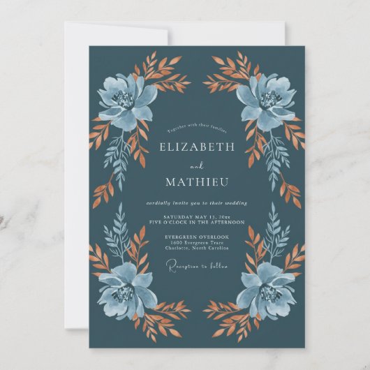 Invitation Mariage Fleur de Thé Vert (Devant)