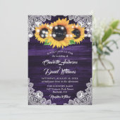 Invitation Mariage Fleur de Tournesol Bois Violet Rustique (Debout devant)