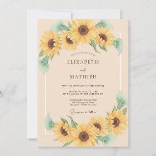 Invitation Mariage Fleur de Tournesol Vibrant Jaune