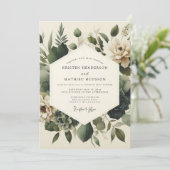 Invitation Mariage Fleur de Tranquillité Vert Sauge (Debout devant)