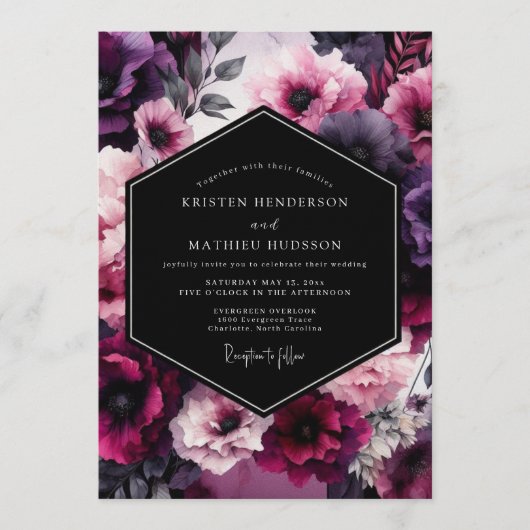 Invitation Mariage Fleur de Velours d'Améthyste (Devant)