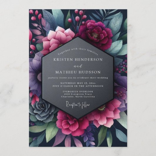 Invitation Mariage Fleur de Vesper Indigo (Devant)