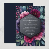 Invitation Mariage Fleur de Vesper Indigo (Devant / Derrière)
