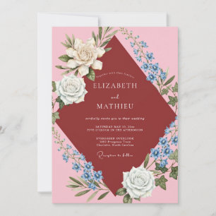 Invitation Mariage Fleur de Vin Rosé