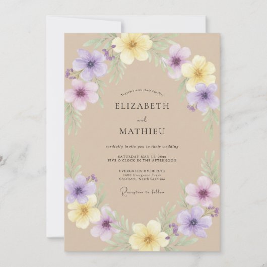 Invitation Mariage Fleur de Violette de Sable (Devant)