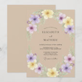 Invitation Mariage Fleur de Violette de Sable (Devant / Derrière)