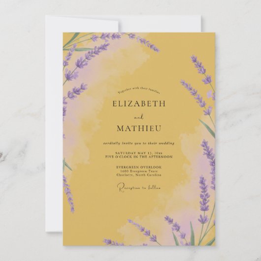 Invitation Mariage Fleur de Violette Moutarde (Devant)