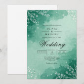 Invitation Mariage Fleur de Watercolor Menthe (Devant / Derrière)