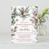 Invitation Mariage Fleur de Winter Rose Rouge Blanche (Debout devant)