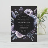 Invitation Mariage Fleur de Wisteria Noir (Debout devant)