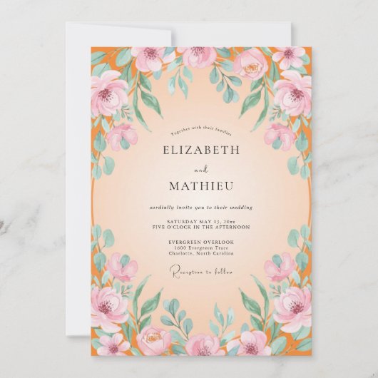 Invitation Mariage Fleur d'Eau d'Abricot (Devant)