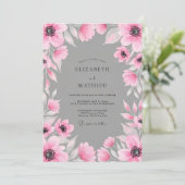 Invitation Mariage Fleur d'Eau Rose (Debout devant)