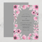 Invitation Mariage Fleur d'Eau Rose (Devant / Derrière)