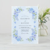 Invitation Mariage Fleur Délicate Bleu Poudre (Debout devant)
