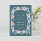 Invitation Mariage Fleur délicate de Bleu Ardoise (Debout devant)