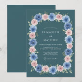 Invitation Mariage Fleur délicate de Bleu Ardoise (Devant / Derrière)