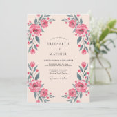 Invitation Mariage Fleur délicate de corail (Debout devant)