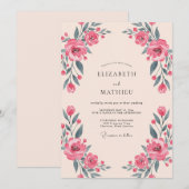 Invitation Mariage Fleur délicate de corail (Devant / Derrière)