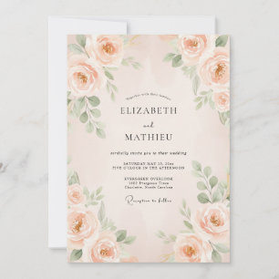 Invitation Mariage Fleur Délicate de Pêche