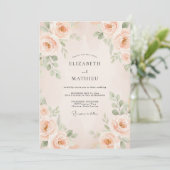 Invitation Mariage Fleur Délicate de Pêche (Debout devant)