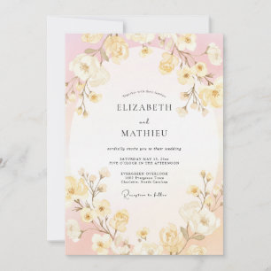 Invitation Mariage Fleur Délicate Rose Pâle