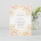 Invitation Mariage Fleur Délicate Rose Pâle (Debout devant)