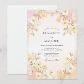 Invitation Mariage Fleur Délicate Rose Pâle (Devant / Derrière)