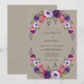 Invitation Mariage Fleur Délicate Rose Violet (Devant / Derrière)
