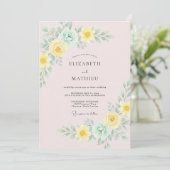 Invitation Mariage Fleur Délicate Vert Menthe (Debout devant)