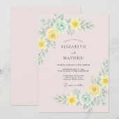 Invitation Mariage Fleur Délicate Vert Menthe (Devant / Derrière)
