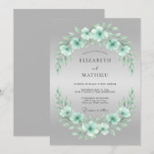 Invitation Mariage Fleur Délicate Vert Menthe (Devant / Derrière)