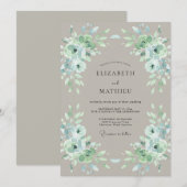 Invitation Mariage Fleur Délicate Vert Sauge (Devant / Derrière)