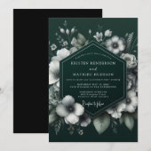 Invitation Mariage Fleur d'Émeraude Clair-obscur (Devant / Derrière)