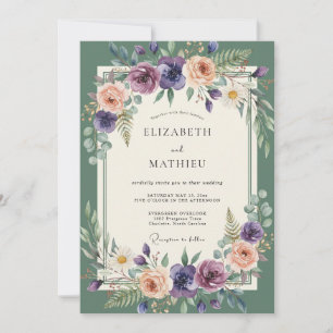 Invitation Mariage Fleur d'Émeraude Mauve