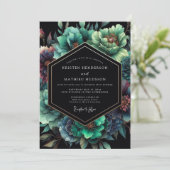 Invitation Mariage Fleur d'Emeraude Noir (Debout devant)